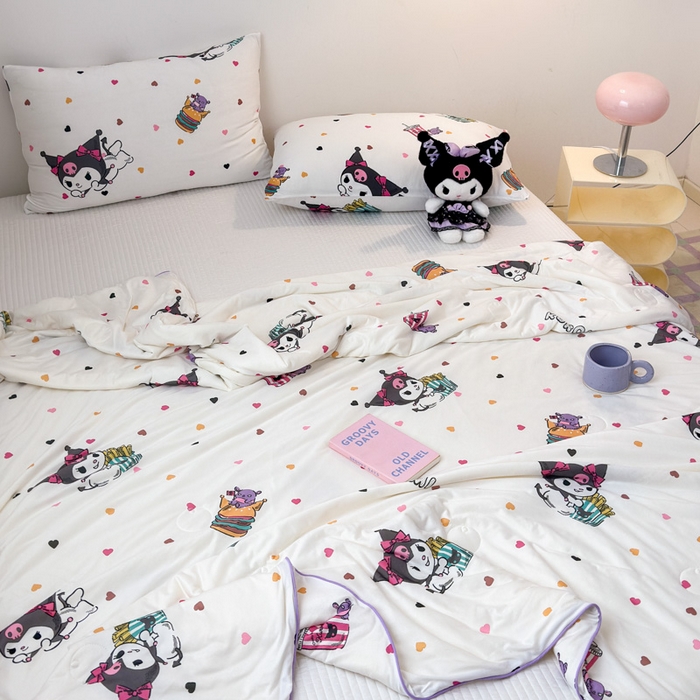 91家纺网 家纺一手货源 找家纺 木堇家居 2024新款三丽欧A类针织棉10%大豆纤维嵌绳款夏被 薯条库洛米