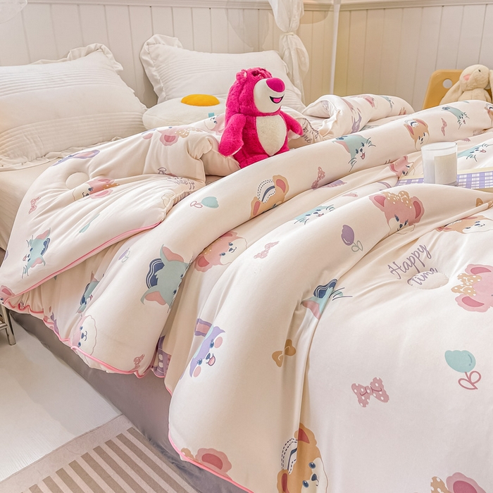 91家纺网 家纺一手货源 找家纺 眠优居 2024新款A类针织棉大豆纤维夏被 欢乐家族