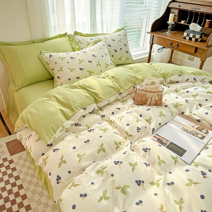 91家纺网 家纺一手货源 找家纺 卡普二店 2024新款A类水洗棉麻四件套 桑葚情怀