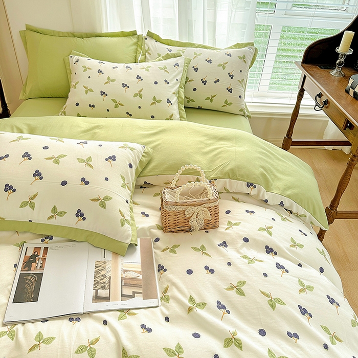 91家纺网 家纺一手货源 找家纺 卡普二店 2024新款A类水洗棉麻四件套 桑葚情怀