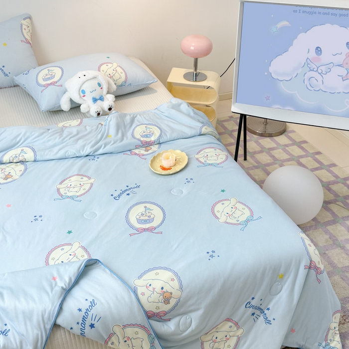 91家纺网 家纺一手货源 找家纺 木堇家居 2024新款三丽欧A类针织棉10%大豆纤维嵌绳款夏被 玉桂狗