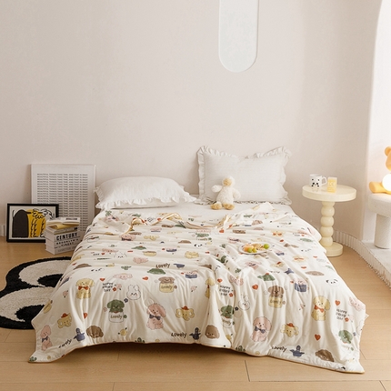 91家纺网 家纺一手货源 找家纺 优被业 2024新款针织棉大豆纤维被 动物派对