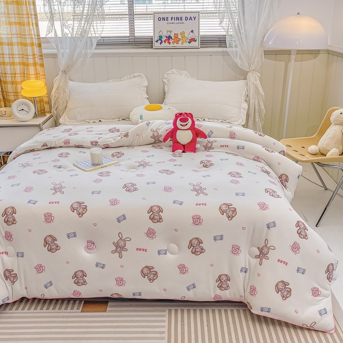 91家纺网 家纺一手货源 找家纺 眠优居 2024新款A类针织棉大豆纤维夏被 魔法小兔