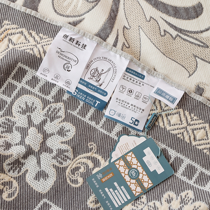91家纺网 家纺一手货源 找家纺 朴尔 2024新款基拉尼风流苏花边全棉纱布毛巾被 罗马之恋-灰