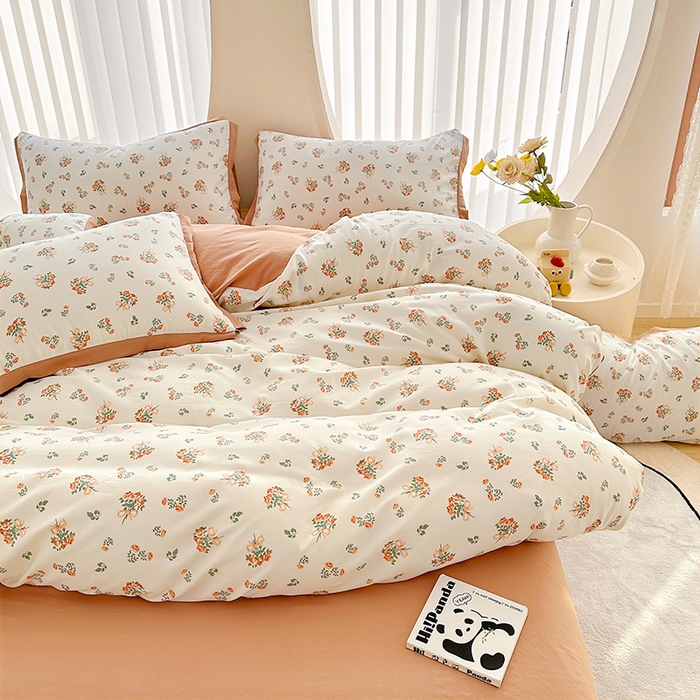 91家纺网 家纺一手货源 找家纺 卡普二店 2024新款A类水洗棉麻四件套 春意浓