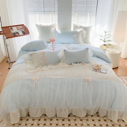 91家纺网 家纺一手货源 找家纺 吾欢心 2025新款糯小棉四件套-戴安娜 戴安娜蓝