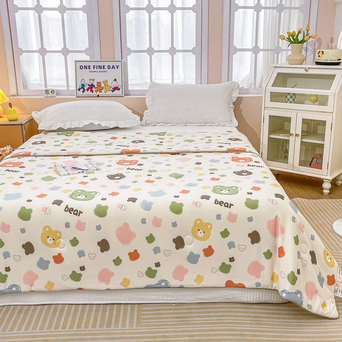 91家纺网 家纺一手货源 找家纺 眠优居 2024新款A类针织棉大豆纤维夏被 玩偶小熊