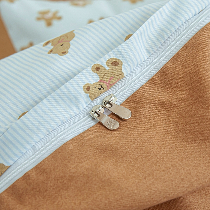 91家纺网 家纺一手货源 找家纺 一米阳光 2024新款小清新AB版全棉四件套 饼干熊