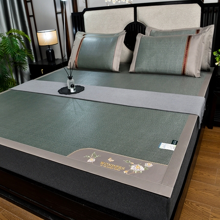 小牛席业 2024新款绣球花开冰藤双面席 绣球花开-冰藤墨绿