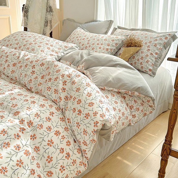 91家纺网 家纺一手货源 找家纺 卡普二店 2024新款A类水洗棉麻四件套 楚楚花颜