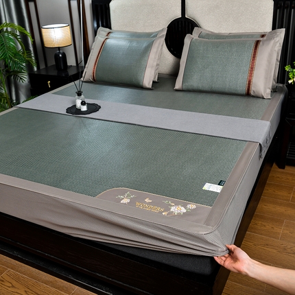 91家纺网 家纺一手货源 找家纺 （总）2024新款绣球花开-冰藤双面席系列（床笠款）凉席藤席冰丝席乳胶席