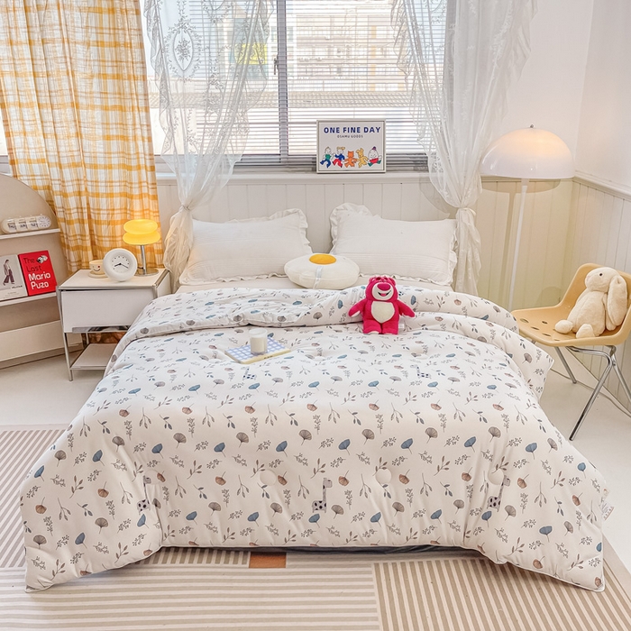 91家纺网 家纺一手货源 找家纺 眠优居 2024新款A类针织棉大豆纤维夏被 春意盎然