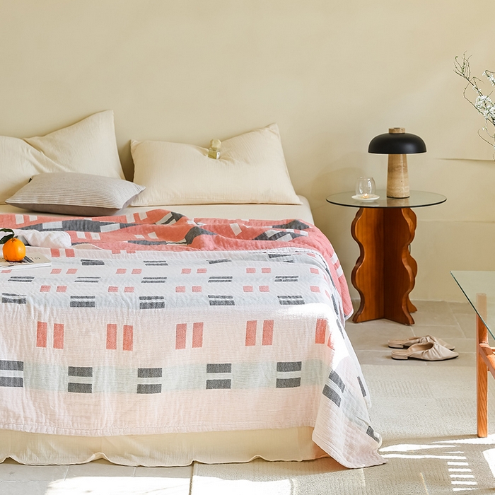 91家纺网 家纺一手货源 找家纺 朴尔 2024新款西部民族风全棉三层纱布毛巾被 莫利