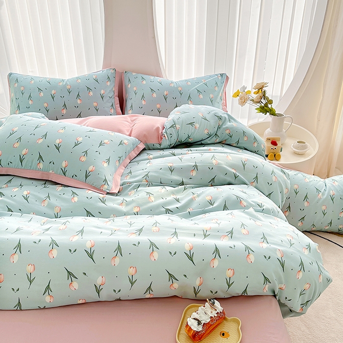 91家纺网 家纺一手货源 找家纺 卡普二店 2024新款A类水洗棉麻四件套 七里香