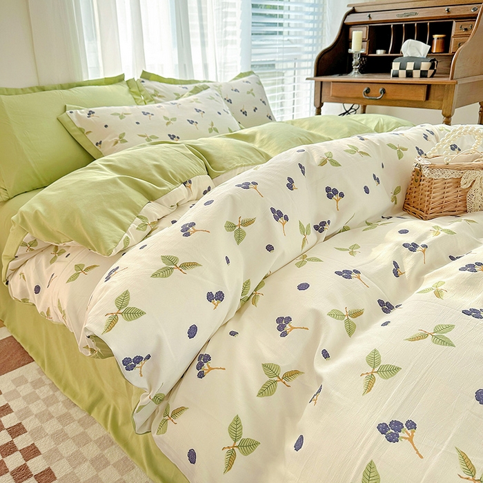 91家纺网 家纺一手货源 找家纺 卡普二店 2024新款A类水洗棉麻四件套 桑葚情怀