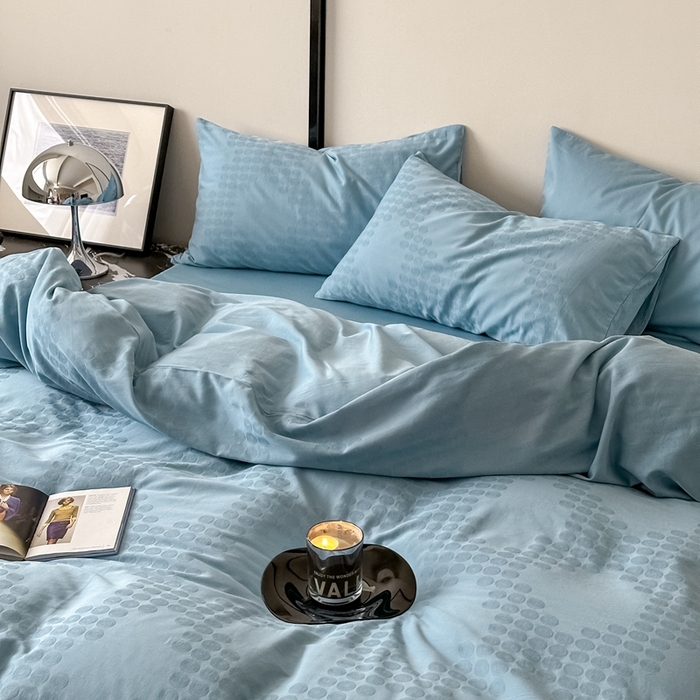 91家纺网 家纺一手货源 找家纺 玖弘 2024新款染色提花系列四件套 古韵 梵高蓝