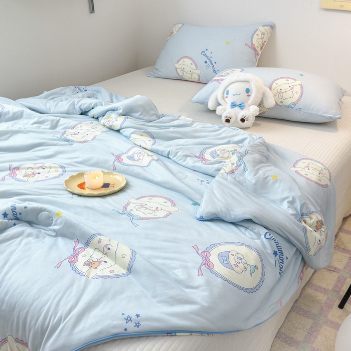 91家纺网 家纺一手货源 找家纺 木堇家居 2024新款三丽欧A类针织棉10%大豆纤维嵌绳款夏被 玉桂狗