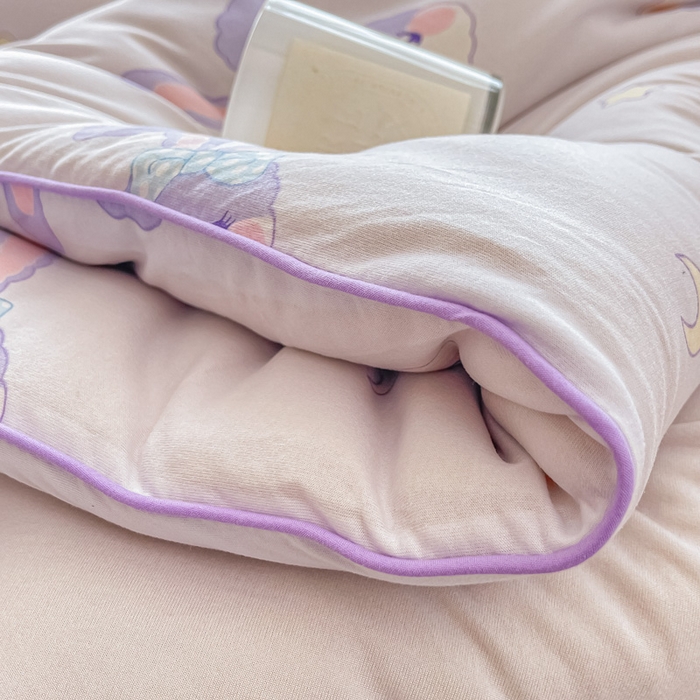 91家纺网 家纺一手货源 找家纺 眠优居 2024新款A类针织棉大豆纤维夏被 紫色小兔