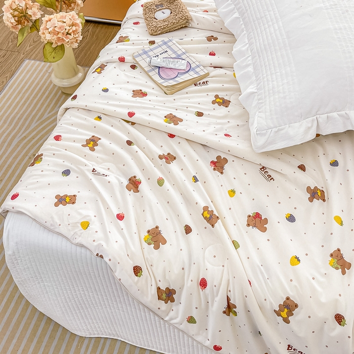 91家纺网 家纺一手货源 找家纺 眠优居 2024新款A类针织棉大豆纤维夏被 缤纷熊