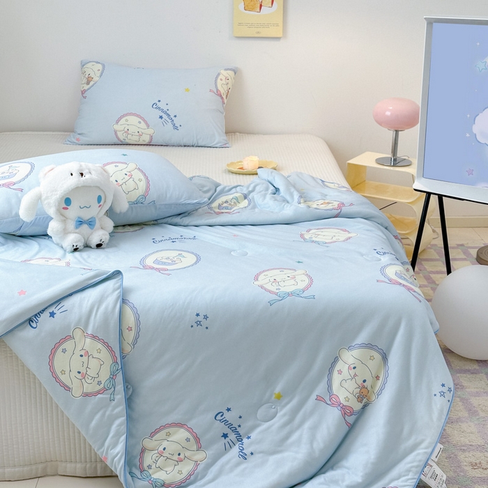 91家纺网 家纺一手货源 找家纺 木堇家居 2024新款三丽欧A类针织棉10%大豆纤维嵌绳款夏被 玉桂狗