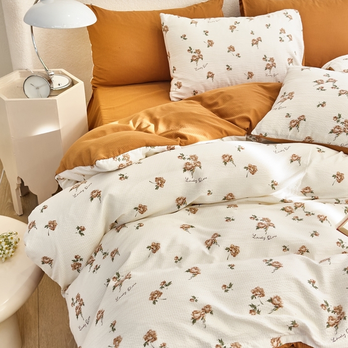 91家纺网 家纺一手货源 找家纺 梦莱斯 2024新款提花泡泡棉四件套 花茶