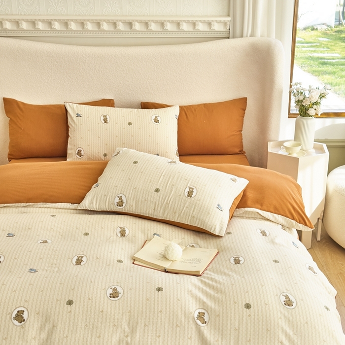 91家纺网 家纺一手货源 找家纺 梦莱斯 2024新款提花泡泡棉四件套 萝莉