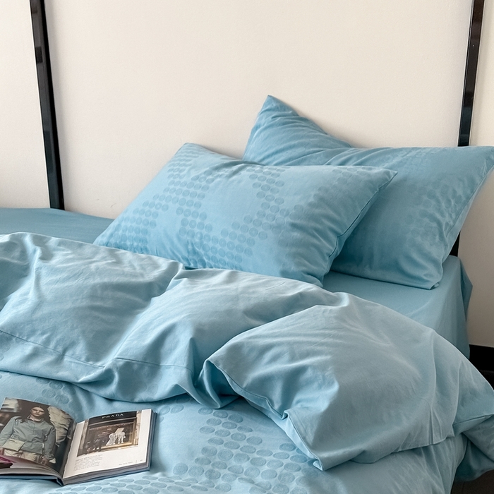 91家纺网 家纺一手货源 找家纺 玖弘 2024新款染色提花系列四件套 古韵 梵高蓝