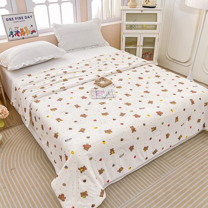 91家纺网 家纺一手货源 找家纺 眠优居 2024新款A类针织棉大豆纤维夏被 缤纷熊