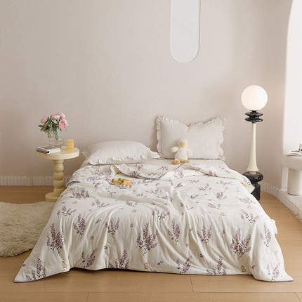 优被业 2024新款针织棉大豆纤维被 紫萱