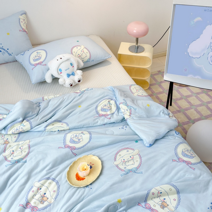 91家纺网 家纺一手货源 找家纺 木堇家居 2024新款三丽欧A类针织棉10%大豆纤维嵌绳款夏被 玉桂狗