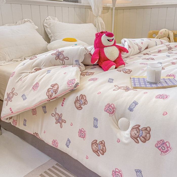 91家纺网 家纺一手货源 找家纺 眠优居 2024新款A类针织棉大豆纤维夏被 魔法小兔