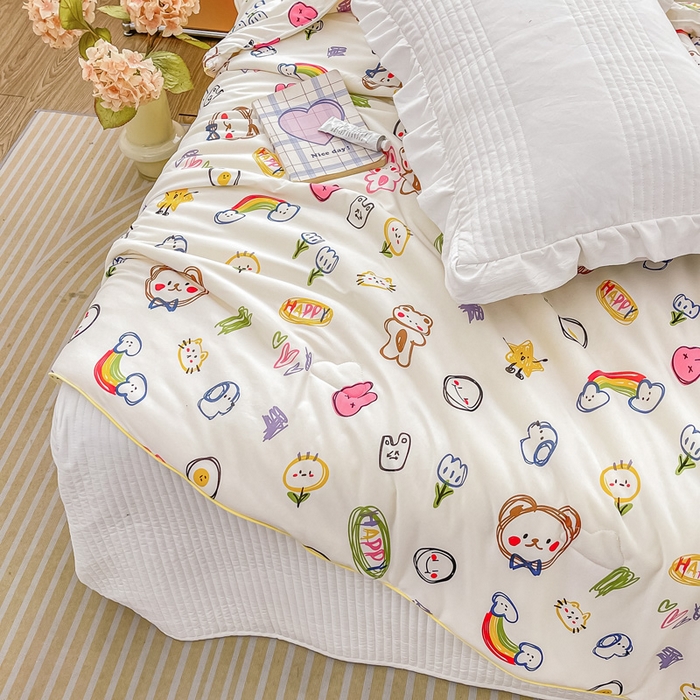 91家纺网 家纺一手货源 找家纺 眠优居 2024新款A类针织棉大豆纤维夏被 彩虹乐园