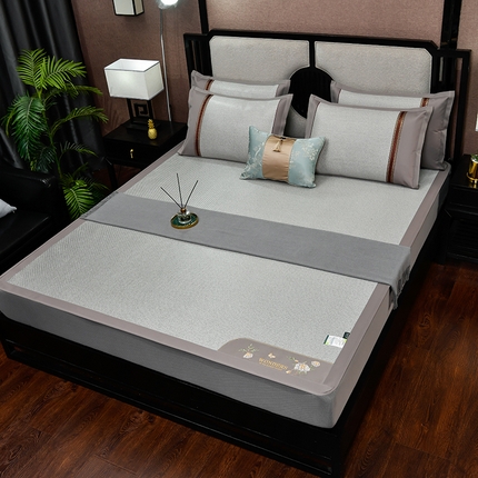 91家纺网 家纺一手货源 找家纺 （总）2024新款绣球花开-冰藤双面席系列（床笠款）凉席藤席冰丝席乳胶席