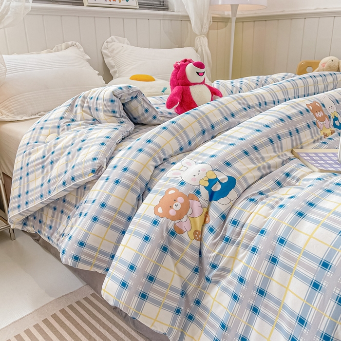 91家纺网 家纺一手货源 找家纺 眠优居 2024新款A类针织棉大豆纤维夏被 熊兔伙伴