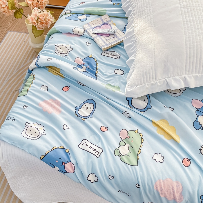 91家纺网 家纺一手货源 找家纺 眠优居 2024新款A类针织棉大豆纤维夏被 泡泡龙