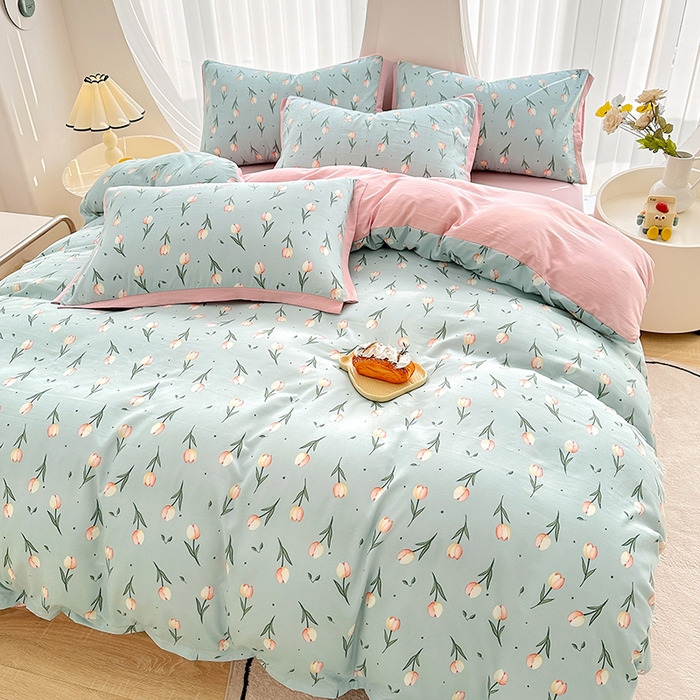 91家纺网 家纺一手货源 找家纺 卡普二店 2024新款A类水洗棉麻四件套 七里香