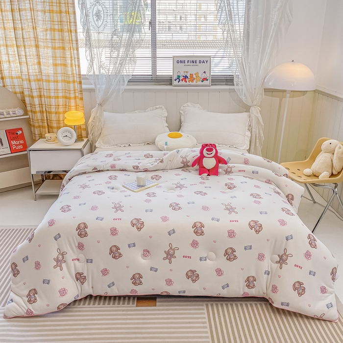 91家纺网 家纺一手货源 找家纺 眠优居 2024新款A类针织棉大豆纤维夏被 魔法小兔