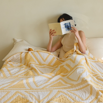 91家纺网 家纺一手货源 找家纺 （总）朴尔 2024新款西部民族风全棉三层纱布毛巾被