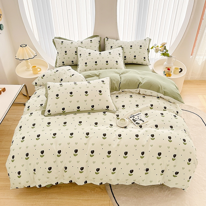 91家纺网 家纺一手货源 找家纺 卡普家居2025新款A类水洗棉麻四件套 班娜花园