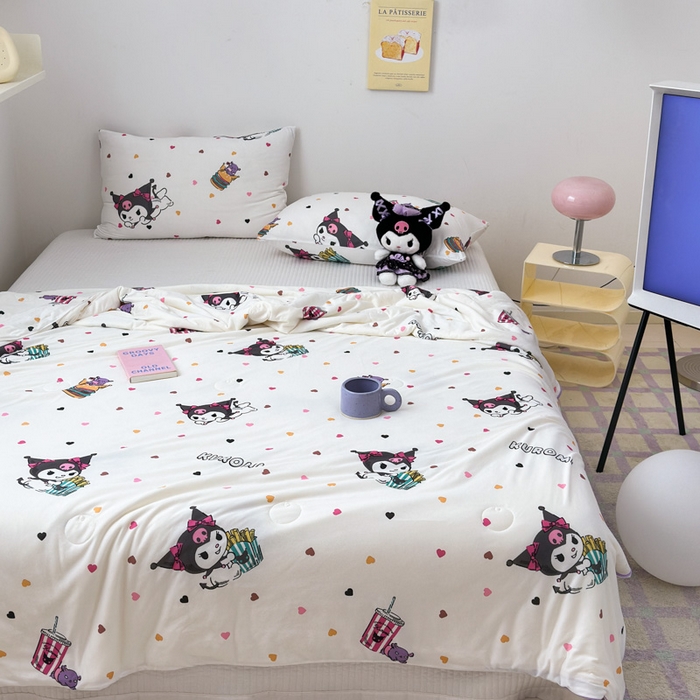 91家纺网 家纺一手货源 找家纺 木堇家居 2024新款三丽欧A类针织棉10%大豆纤维嵌绳款夏被 薯条库洛米