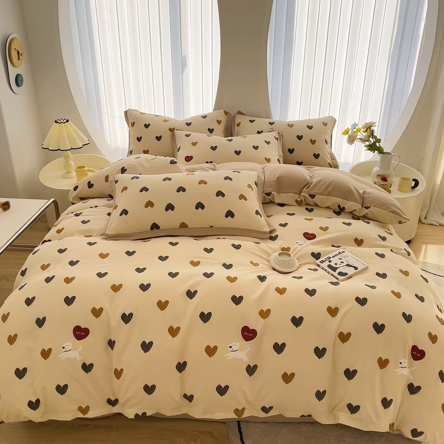 91家纺网 家纺一手货源 找家纺 卡普二店 2024新款A类水洗棉麻四件套 心之恋