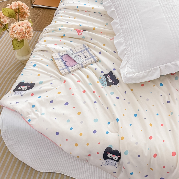 91家纺网 家纺一手货源 找家纺 眠优居 2024新款A类针织棉大豆纤维夏被 波点水母