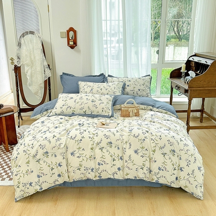 卡普二店 2024新款A类水洗棉麻四件套 丽人花都