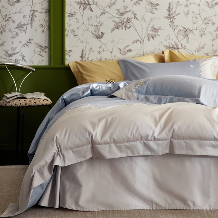 91家纺网 家纺一手货源 找家纺 （总）云胡 2024新款50支长绒棉宽边工艺刺绣四件套-兰茵