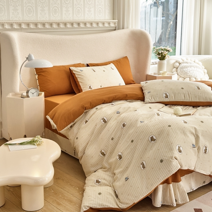 91家纺网 家纺一手货源 找家纺 梦莱斯 2024新款提花泡泡棉四件套 萝莉