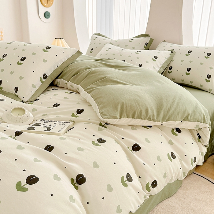 91家纺网 家纺一手货源 找家纺 卡普二店 2024新款A类水洗棉麻四件套 班娜花园