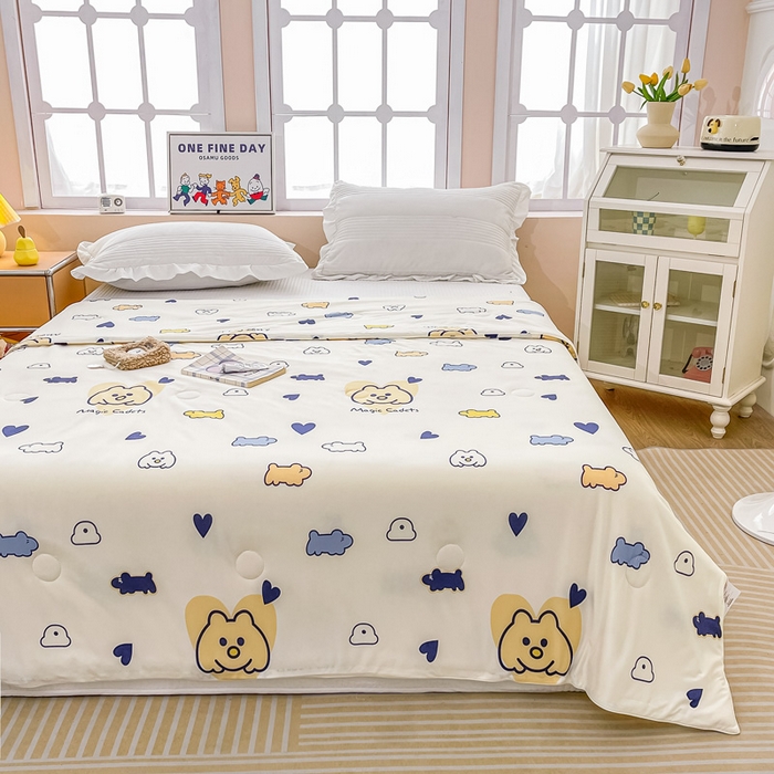 91家纺网 家纺一手货源 找家纺 眠优居 2024新款A类针织棉大豆纤维夏被 魔法狗