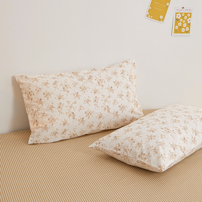 91家纺网 家纺一手货源 找家纺 一米阳光 2024新款小清新AB版全棉四件套 沁园-卡其