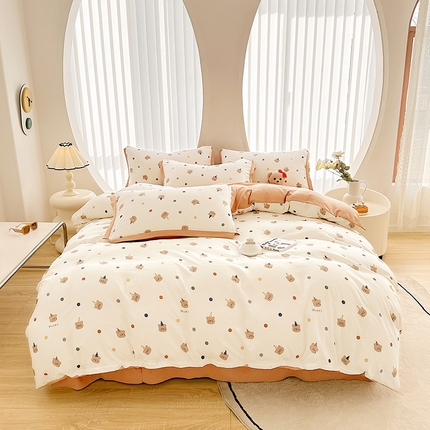 卡普二店 2024新款A类水洗棉麻四件套 可爱天地