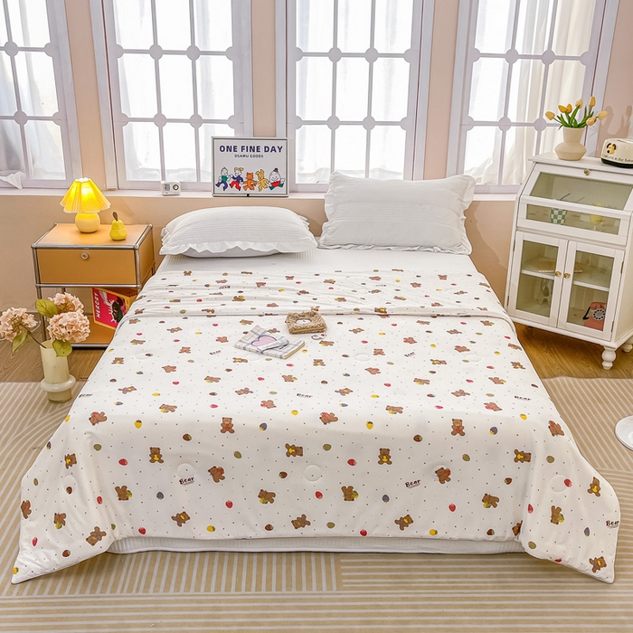 91家纺网 家纺一手货源 找家纺 眠优居 2024新款A类针织棉大豆纤维夏被 缤纷熊